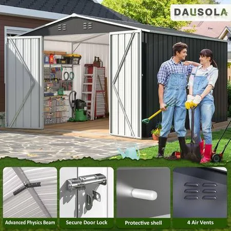 ☆★☆ Новый металлический сарай Dausola размером 8,2 х 12 футов и тротуарная плитка ☆★☆
