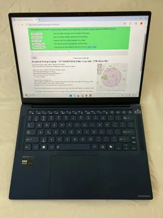 Сверхлегкий (1,1 кг) ноутбук Dynabook Portege, Intel Ultra 7, 16 ГБ/512 ГБ памяти.