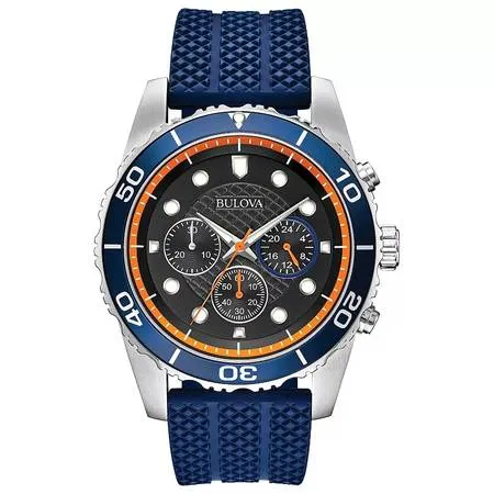 Совершенно новые мужские спортивные часы Bulova 98A205 с хронографом из нержавеющей стали.