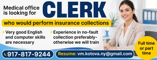 917-817-9244 Medical office is looking for CLERK who would perform insurance collections_650х250.png