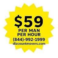 Компания DIZCOUNT MOVERS предлагает услуги грузчиков по цене 59 долларов за человека в час. 2 грузчика — бесплатный грузовик. 844 992 1999