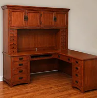 SOLID WOOD EXECUTIVE OFFICE DESK WITH HUTCH