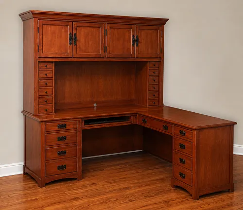 SOLID WOOD EXECUTIVE OFFICE DESK WITH HUTCH