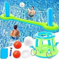 Игровой набор для бассейна Jasonwell Pool Toys - 3 в 1: волейбол, сетка, баскетбол.