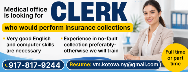 917-817-9244 Medical office is looking for CLERK who would perform insurance collections_650х250.png