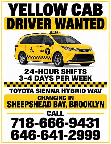 Yellow cab driver wanted 